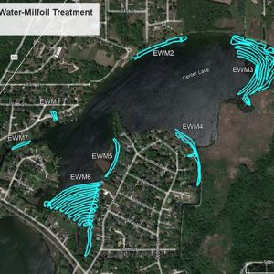 2023 Center Lake Herbicide Treatment Map